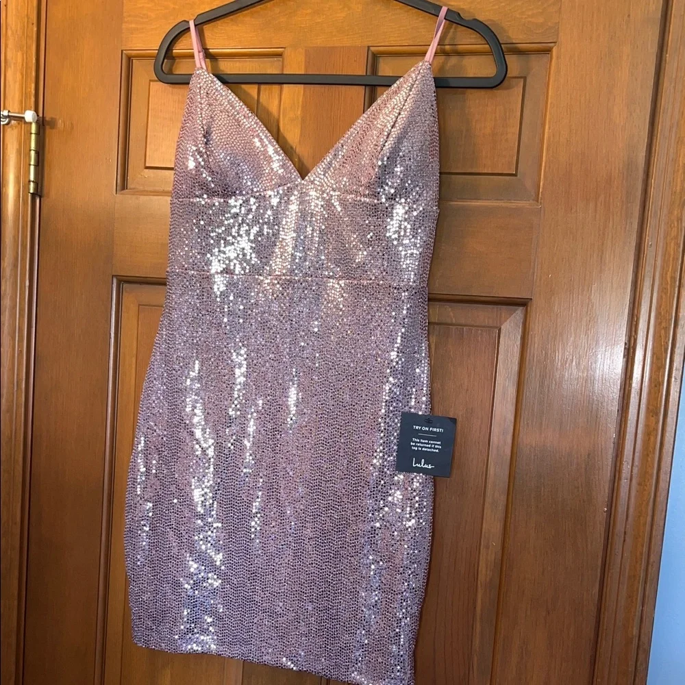 NWT Lulu’s Purple Sequin Mini Dress - Size L - Picture 1 of 4